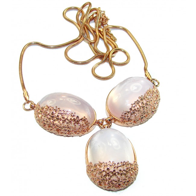 Magical Rose Quartz 14K Rose Gold over .925 Sterling Silver handcrafted Statement necklace