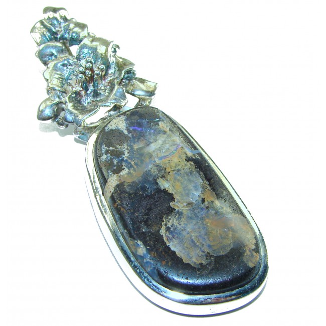 Authentic Australian Boulder Opal .925 Sterling Silver handmade Pendant