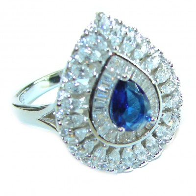 Sapphire .925 Sterling Silver handmade Cocktail Ring s. 8