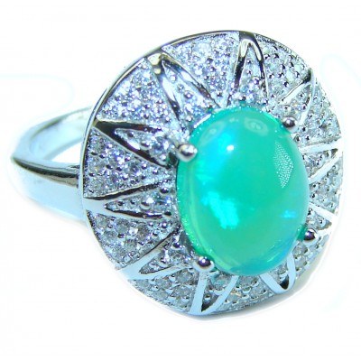 Authentic Green Opal .925 Sterling Silver ring s. 6