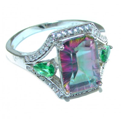 Fancy Mystic Topaz .925 Sterling Silver handcrafted ring size 8 3/4