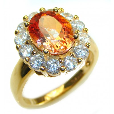 8.5 carat Golden Mystic Topaz 14K Gold over .925 Sterling Silver handmade Cocktail Ring size 6