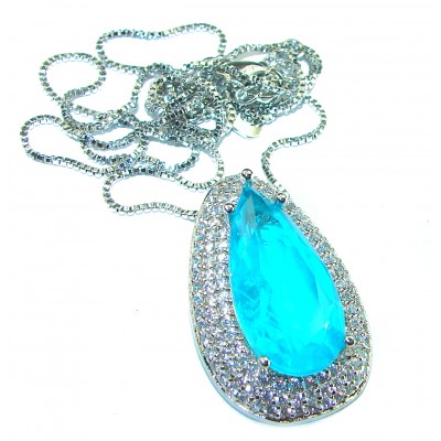 Luxurious Paraiba Tourmaline .925 Sterling Silver handcrafted necklace