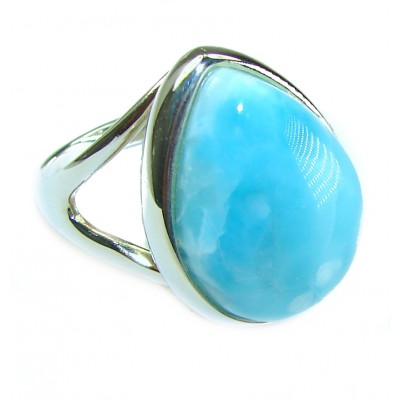 Precious Blue Larimar .925 Sterling Silver handmade ring size 8