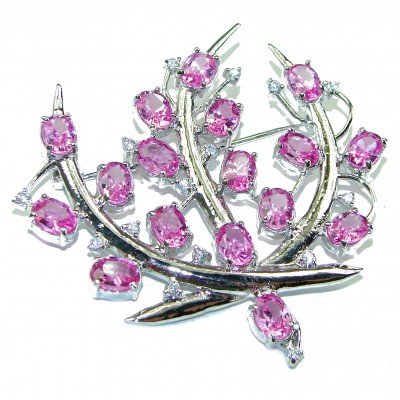 Unique Pink Topaz .925 Sterling Silver handcrafted Pendant & Brooch