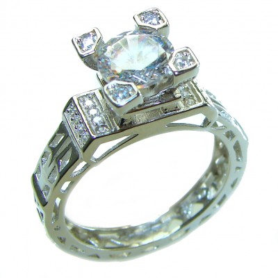 4.5 carat White Topaz .925 Sterling Silver handcrafted ring size 9