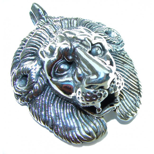 Sterling Leo's head .925 Silver Bali handmade Pendant