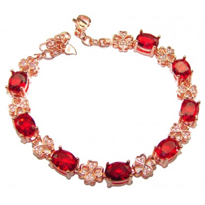 Incredible Red Topaz 14K Rose Gold over .925 Sterling Silver handcrafted Bracelet