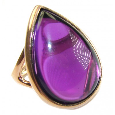 Spectacular Amethyst 14K Gold over .925 Sterling Silver Handcrafted Large Ring size 7 1/4