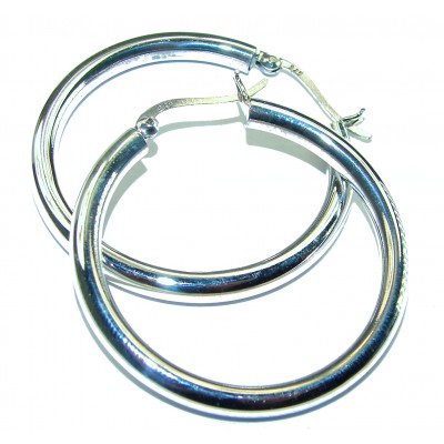 Huge 1.5 inches long .925 Sterling Silver handmade Bali made Hoop Earrings