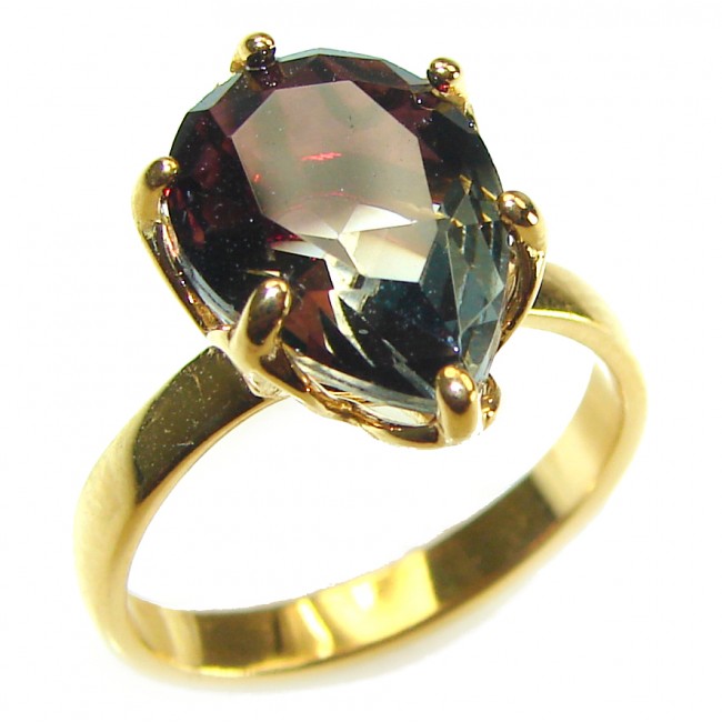 8.5 carat LEMOTRINE 18K Gold over .925 Sterling Silver handcrafted Ring s. 8