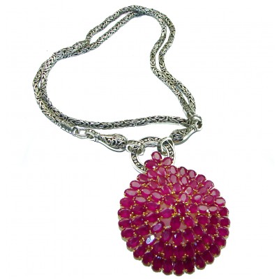 Outstanding Ruby .925 Sterling Silver handcrafted Statement necklace