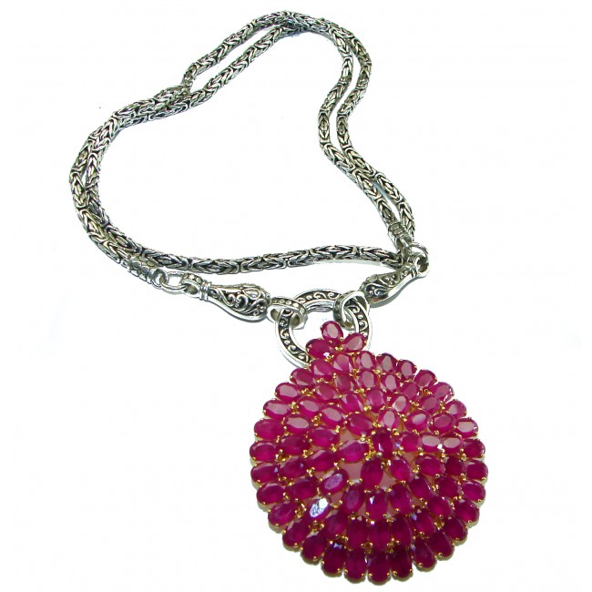 Outstanding Ruby .925 Sterling Silver handcrafted Statement necklace