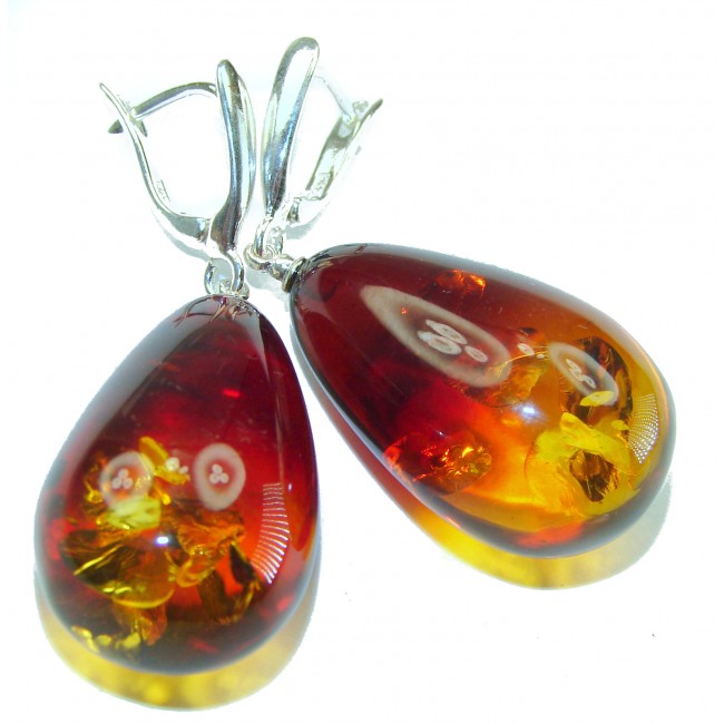 Golden Honey Drops authentic Baltic Amber .925 Sterling Silver earrings