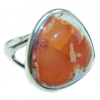 Bonfire Night best quality Mexican Opal .925 Sterling Silver handmade ring 8