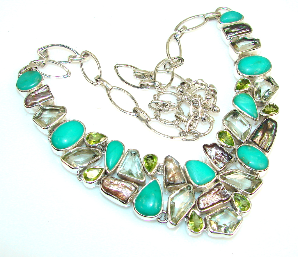 Natural Beauty Chrysoprase Sterling Silver Necklace - SilverRushStyle ...