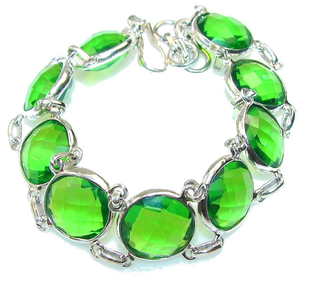 Fresh Created Green Peridot Sterling Silver Bracelet - SilverRushStyle ...