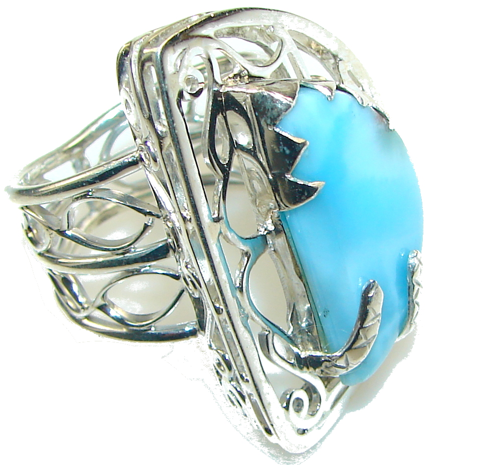 Stunning Design! Light Blue Larimar Sterling Silver Ring s. 10 ...