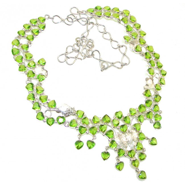 Stunning! Created Green Peridot Sterling Silver Necklace - model #27 ...
