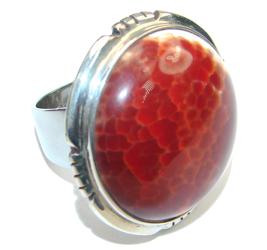 Beautiful Design! Mexican Fire Agate Sterling Silver ring s. 6 ...
