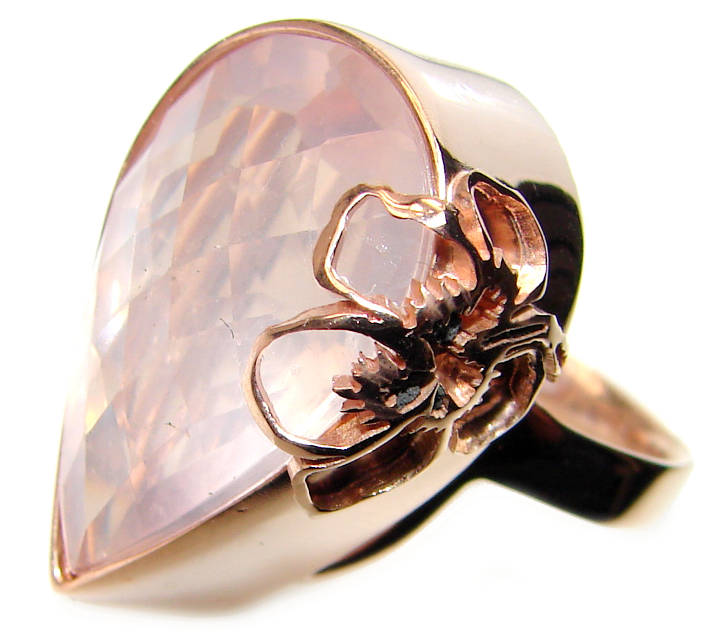 Authentic Rose Quartz 18K Rose shops Quartz over .925 Sterling Silver brilliantly handcrafted ring size: 7