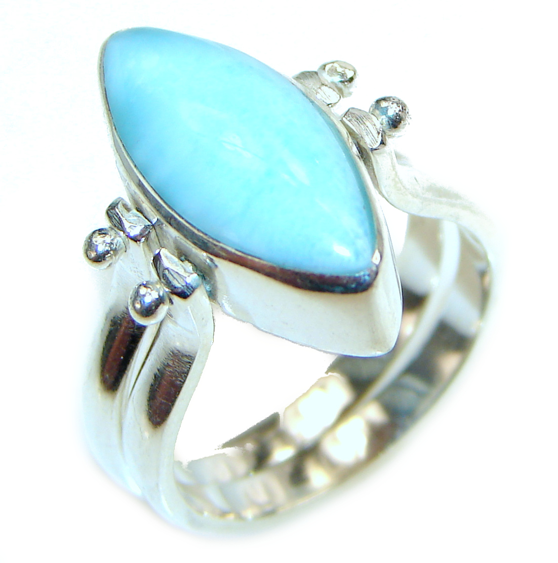 Larimar 925 Silver Plated Tiny Ring Fashion Handmade Jewelry R-23508