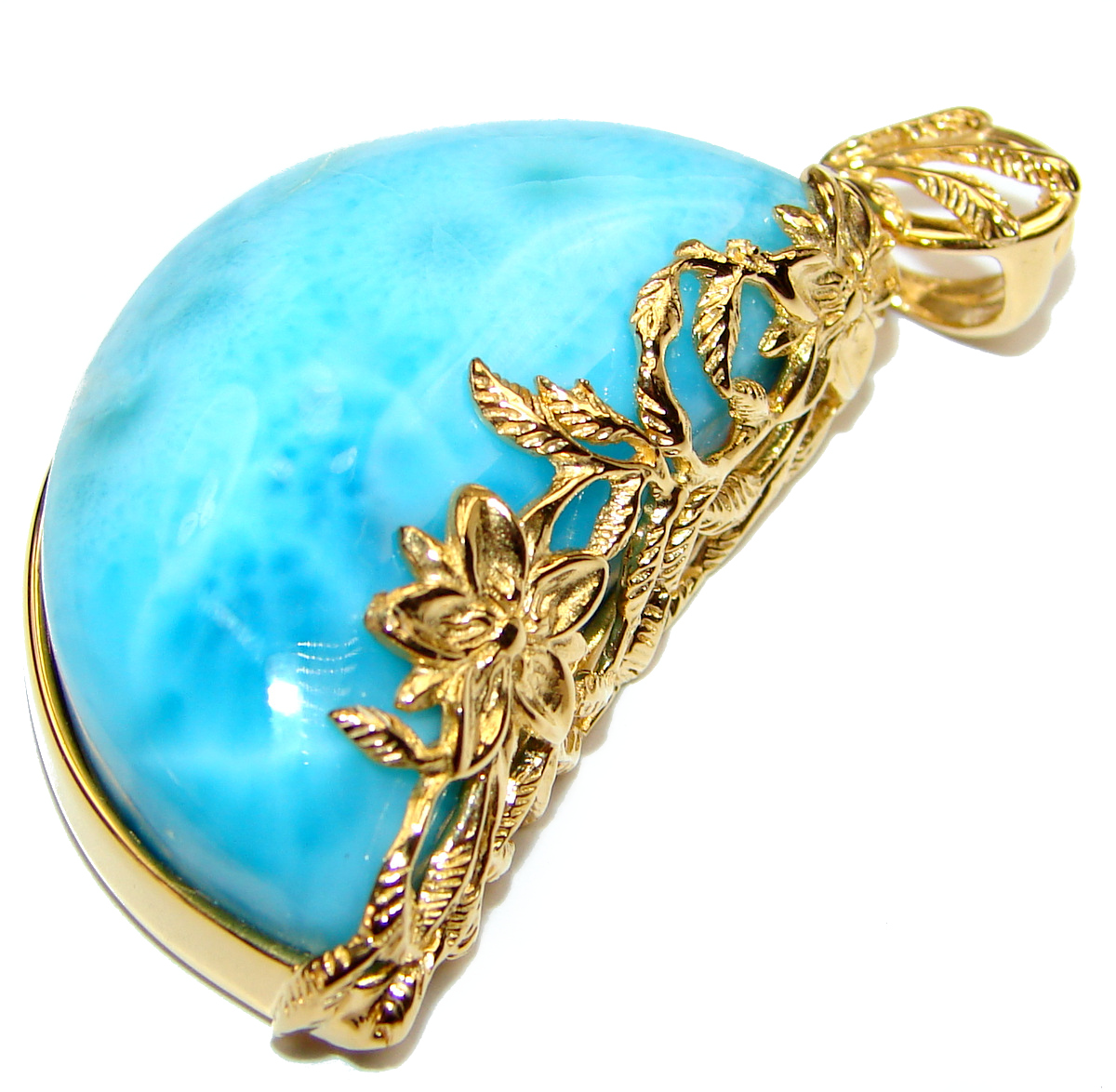 Best amazing orders quality Larimar from Dominican Republic .925 Sterling Silver handmade pendant