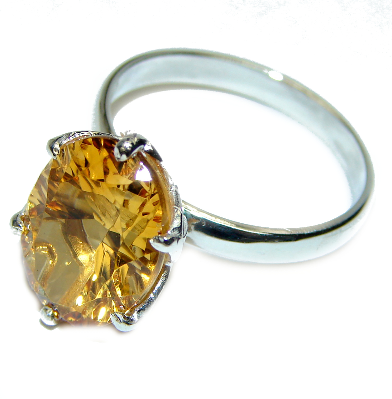 Luxurious Natural Citrine .925 Sterling Silver handmade Cocktail Ring size: 2024 9