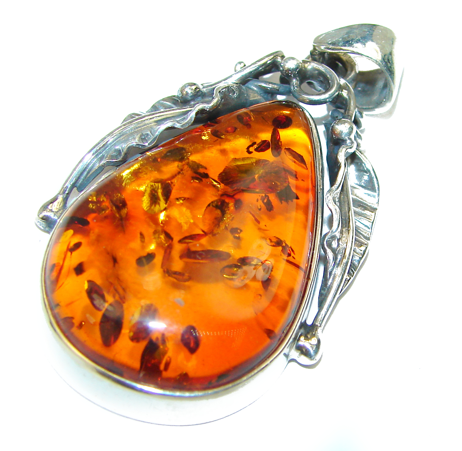 Baltic Amber Gemstone Handmade Pendant+Earring Jewelry Set V990