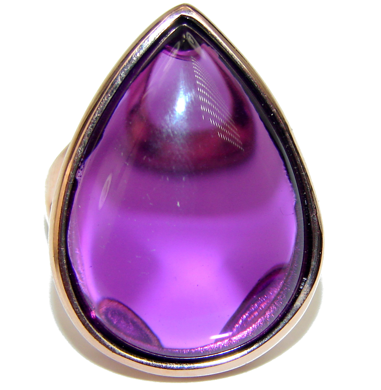 Purple Romance Amethyst 14K Gold over .925 Sterling Silver Handcrafted Ring  size 7 1/4