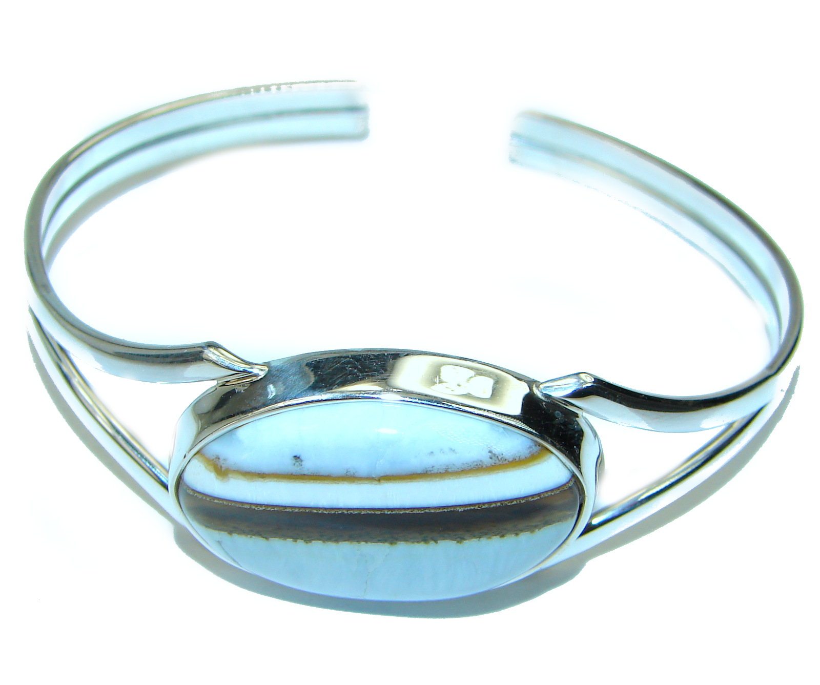 Blue Fossil Opal Rock Candy Bracelet in Silver (Size: Standard 7 - 7.5)