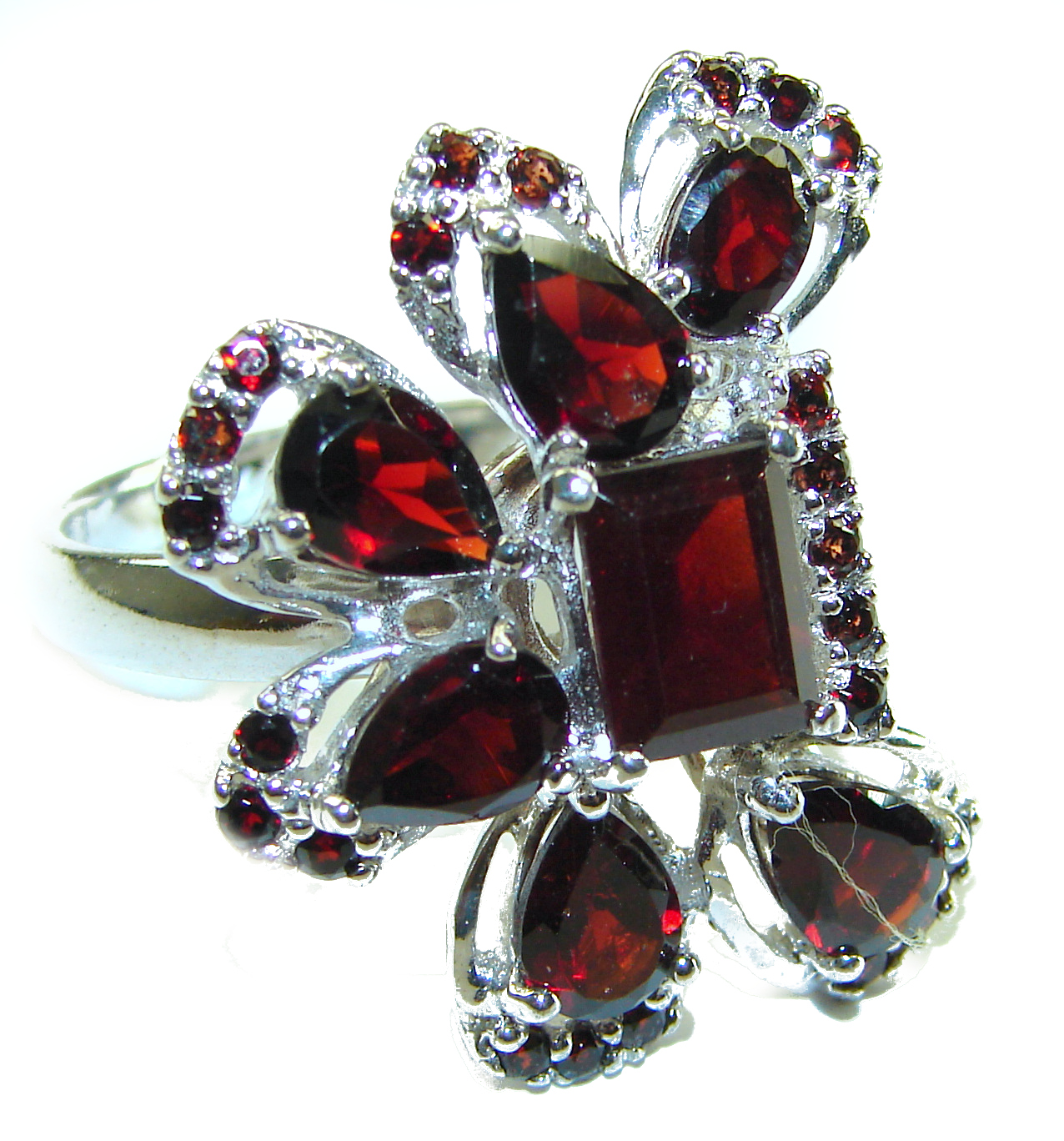 Red Beauty authentic Garnet .925 Sterling Silver Large handcrafted