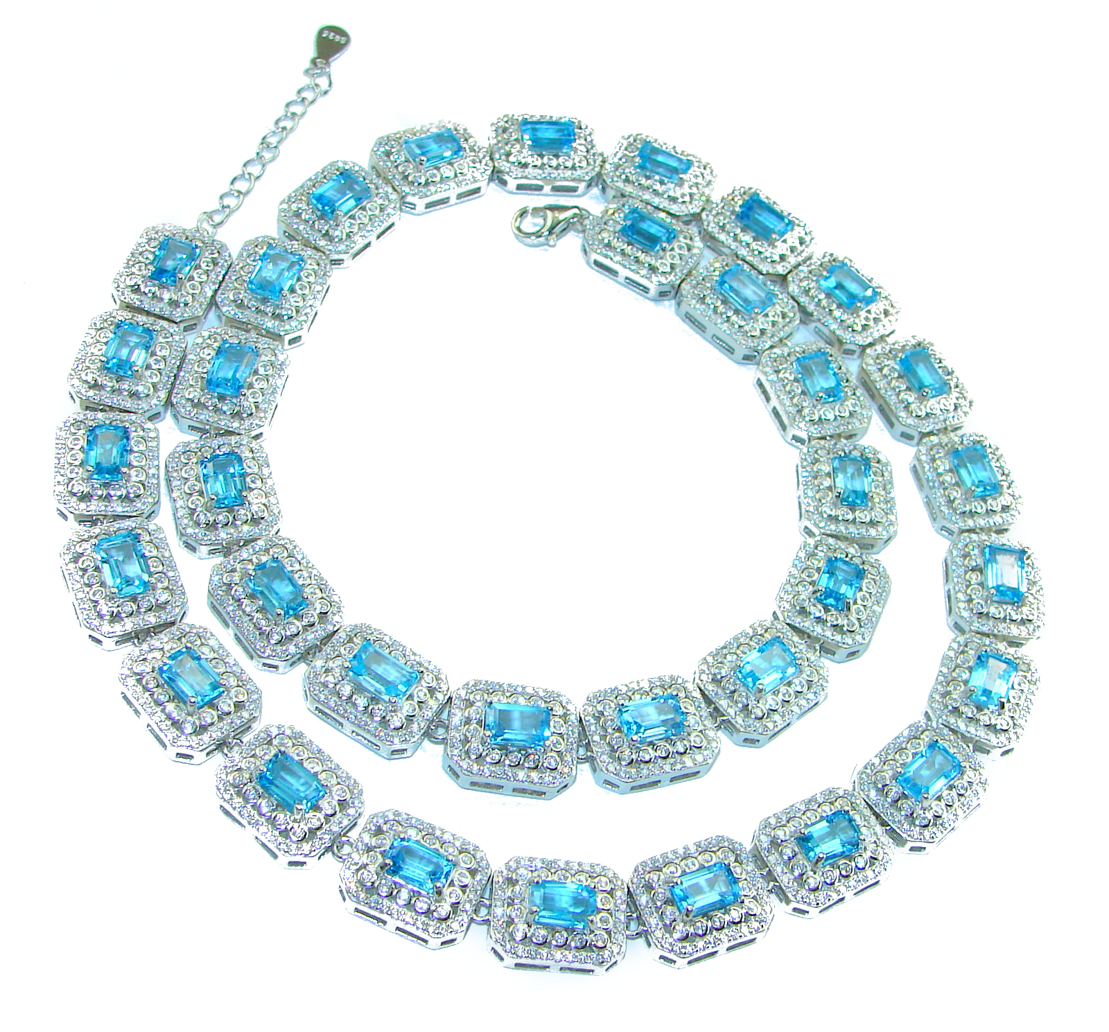 Stunning 925 Sterling Silver Turquoise Blue Topaz selling Necklace