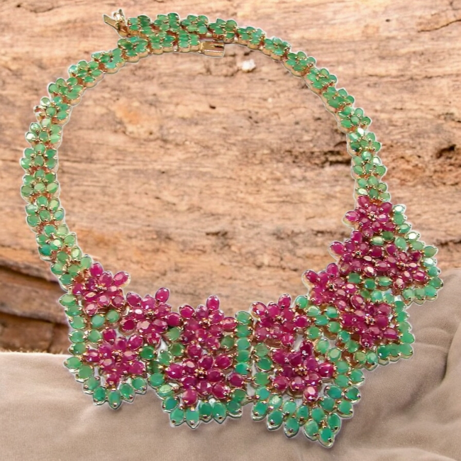 Beauty of Nature natural Ruby 14K Rose Gold over .925 Sterling Silver handmade Statement necklace