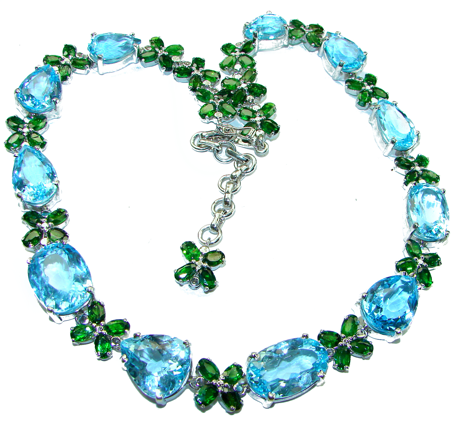 925 Sterling Silver Chrysosolla Blue Topaz sold Necklace