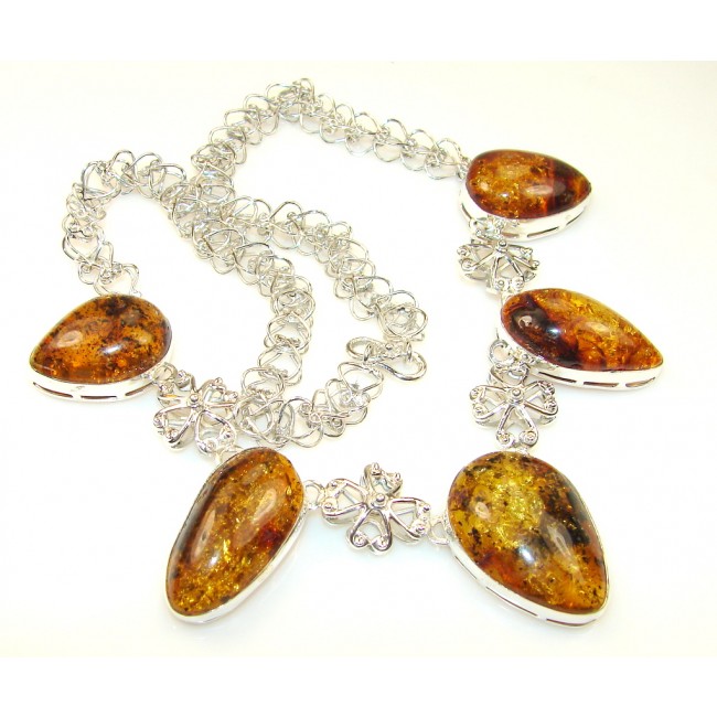 Magnificent Polish Amber Sterling Silver necklace