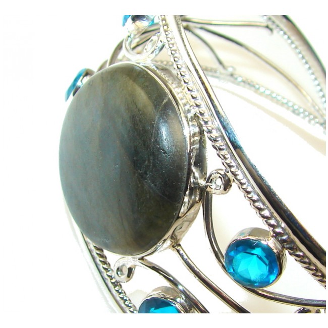 Beautiful Labradorite Sterling Silver Bracelet / Cuff