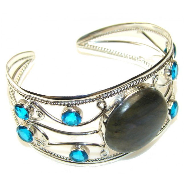 Beautiful Labradorite Sterling Silver Bracelet / Cuff