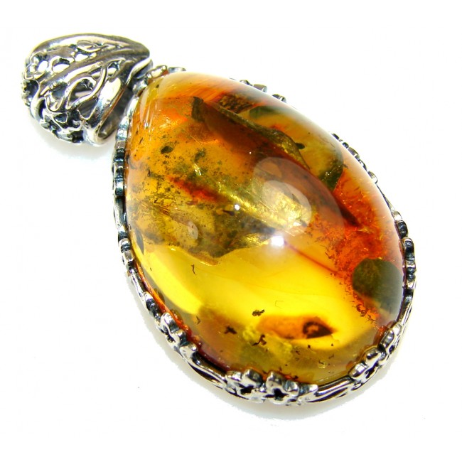 Fabulous Polish Amber Sterling Silver Pendant