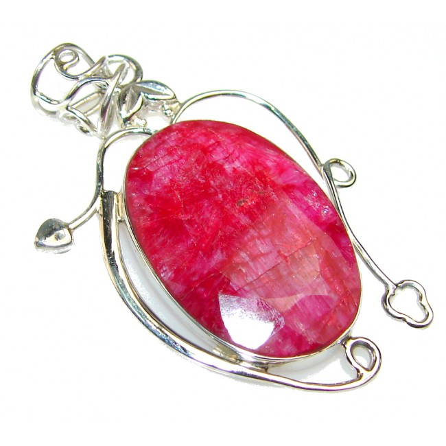 Perfect Pink Ruby Sterling Silver Pendant