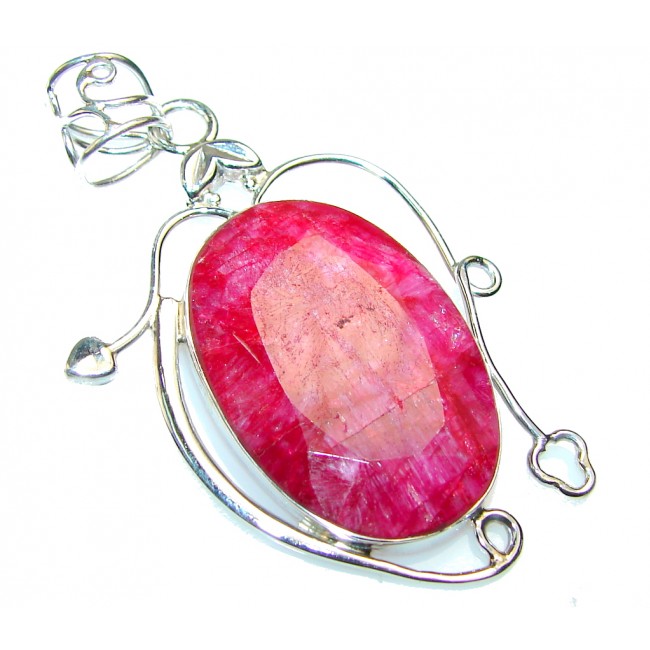 Perfect Pink Ruby Sterling Silver Pendant