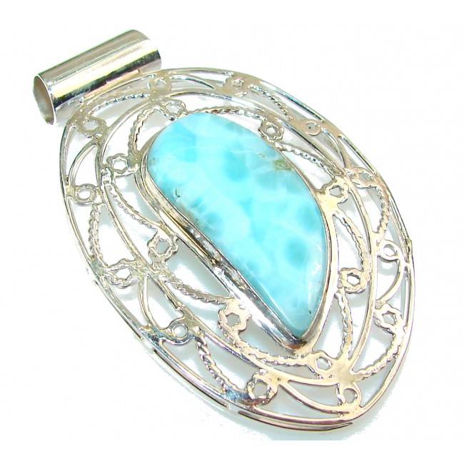 Classy Blue Larimar Sterling Silver Pendant