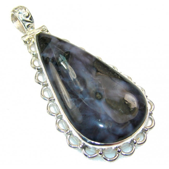 Big!! Perfect Marvelous Moss Agate Sterling Silver Pendant