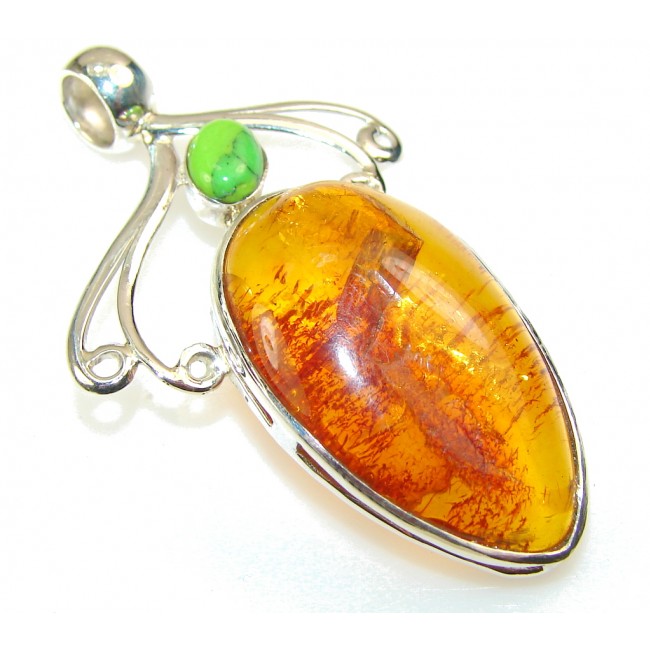 Precious Polish Amber Sterling Silver Pendant