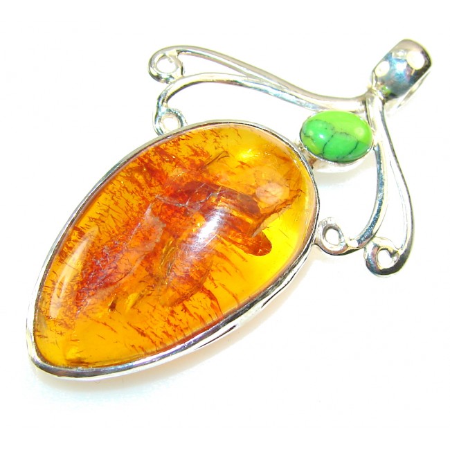 Precious Polish Amber Sterling Silver Pendant