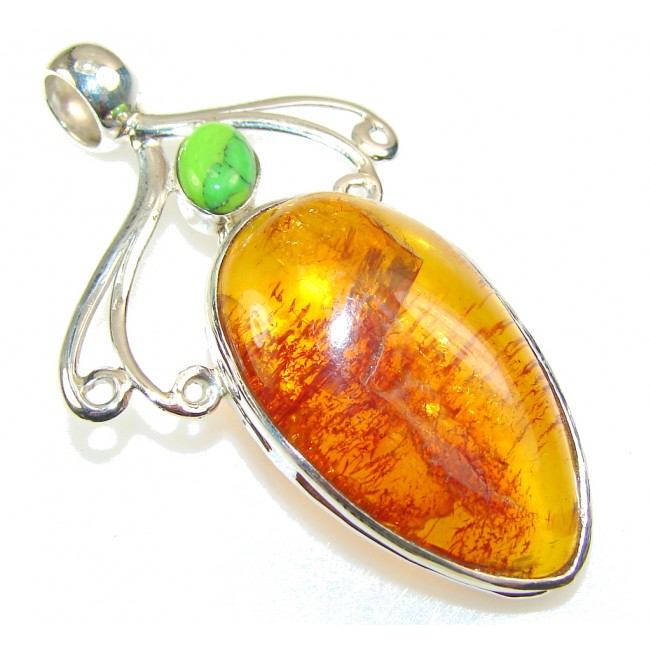 Precious Polish Amber Sterling Silver Pendant