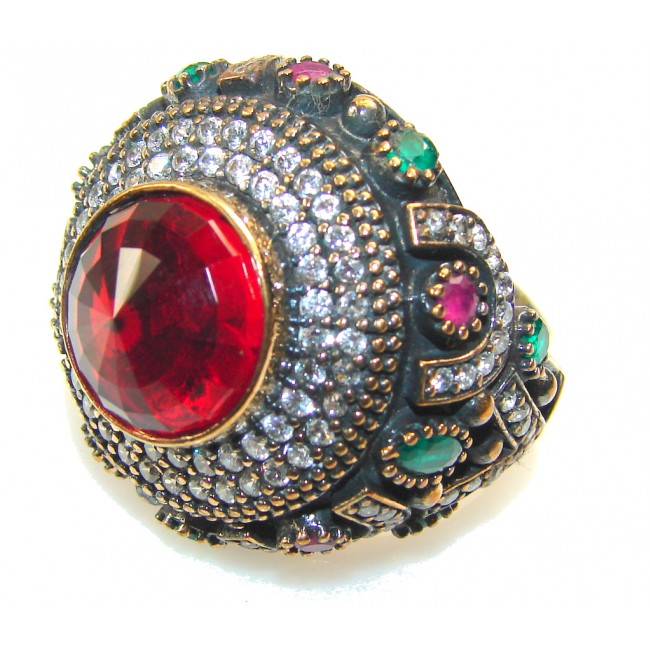 Turkish Design Of Red Quartz Sterling Silver Ring s. 10