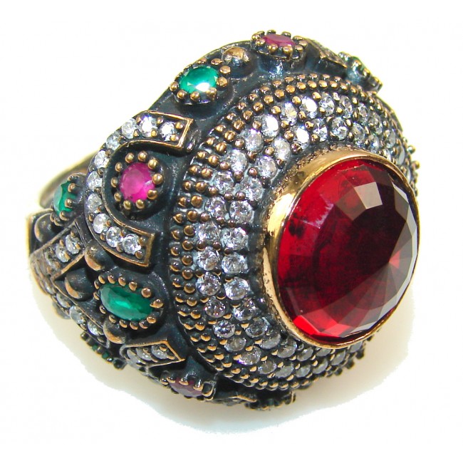 Turkish Design Of Red Quartz Sterling Silver Ring s. 10