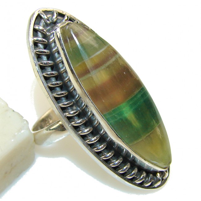 Spring Garland!! Fluorite Sterling Silver Ring s. 7