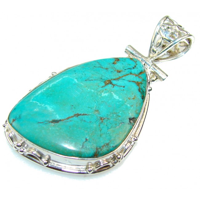 Excellent Blue Turquoise Sterling Silver Pendant